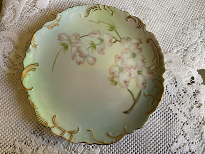 Hand Painted Pink Dogwood Plate, Vintage Wall Plate