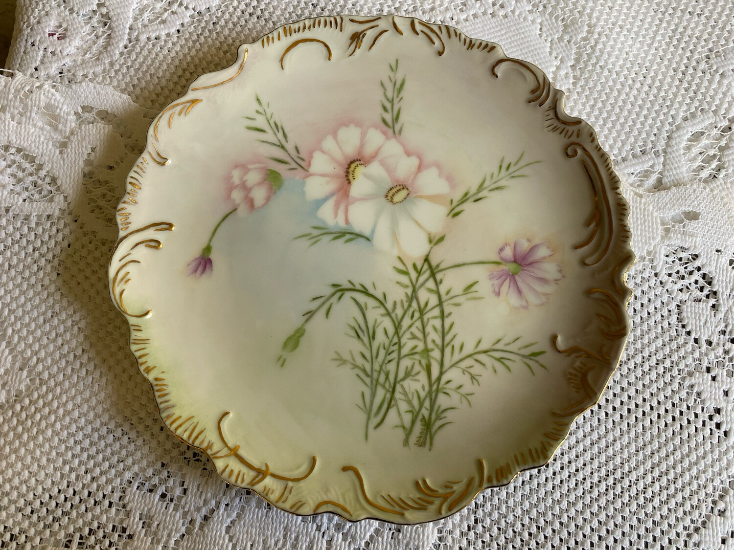 Pink Floral Plate, Hand Painted Floral Plate Pink Floral Plate, Hand Painted Floral Plate
