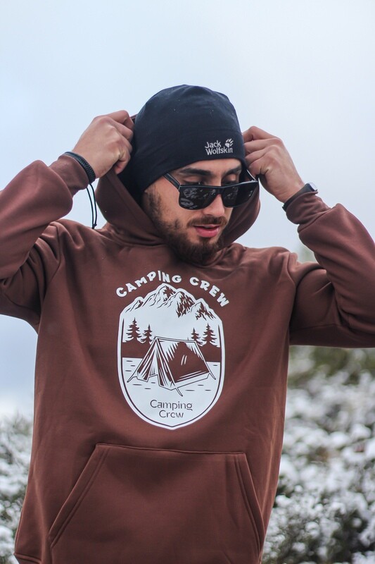 Unisex &quot;Camping Crew&quot; Hoodie Brown