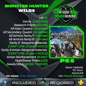 Monster Hunter Wilds Endgame Save PS5 (All Quests Completed) LVL 112