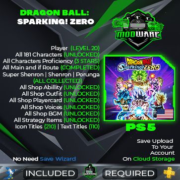 DRAGON BALL Sparking! ZERO (UNLOCK ALL Save USA)