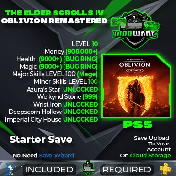The Elder Scrolls IV Oblivion Remastered Starter Save PS5