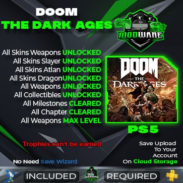 Doom: The Dark Ages All Unlocked 100% Save PS5