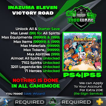 {PS4 &amp; PS5} Unlock All &amp; Starter Save (can be Cross Saved to Switch &amp; Steam)