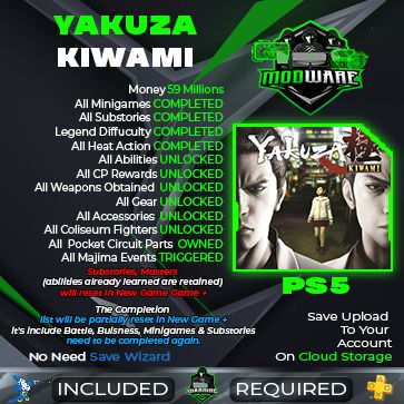 Yakuza Kiwami New Game + Save PS5