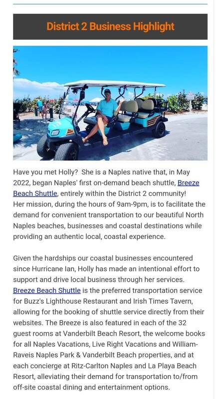 Featured as the Collier County District 2 "New Business Highlight" October 2023!