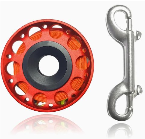 Red Aluminum Scuba Diving Reel with 360° Rotating Center
