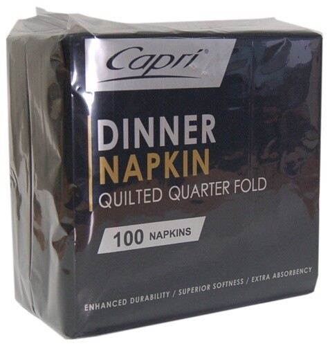 Napkin Quilted Dinner 2ply Quarter Fold Black | E