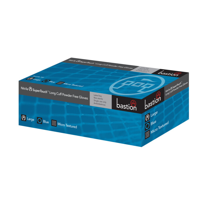 Glove Nitrile SuperTouch Long Cuff Blue Powder Free XXL | B*