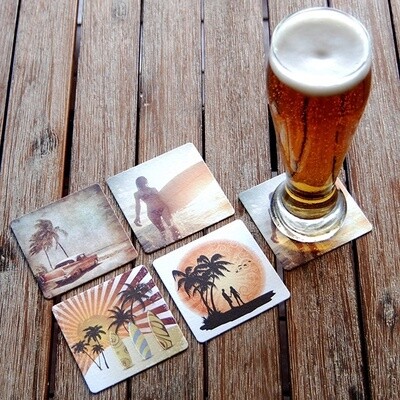 Drink Coaster Square Beach 95mm x 95mm