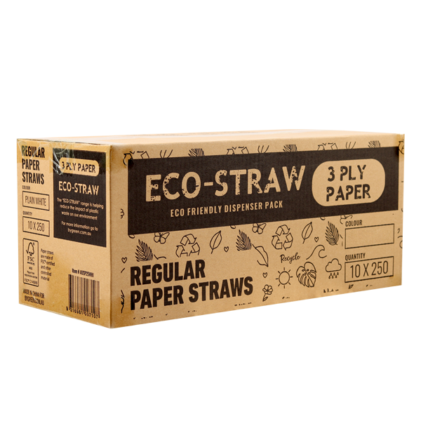 Straw Paper 3ply Regular Blue White Stripe | B