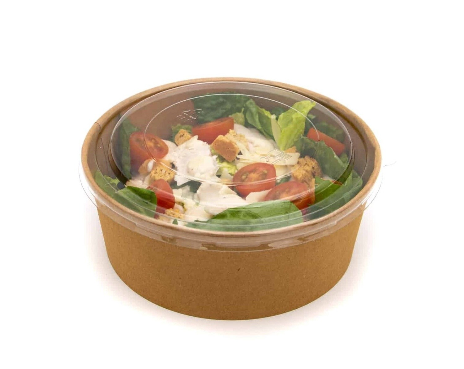 Container Round Heavyboard Kraft (Salad) Lid Clear | E