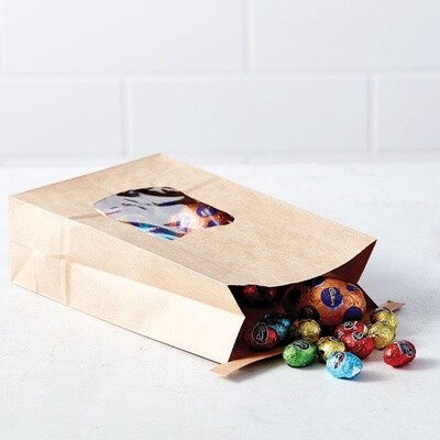 Bag Tin Tie Brown with Clear Window Large | D
