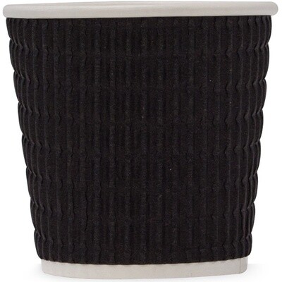 Cup Coffee 4oz Black TW Corrugated | H / Sleeve (25) ** | SALE