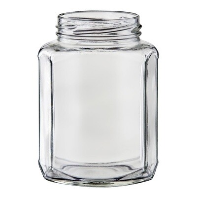 Jar Glass Squexagonal 375ml (63mm Twist)