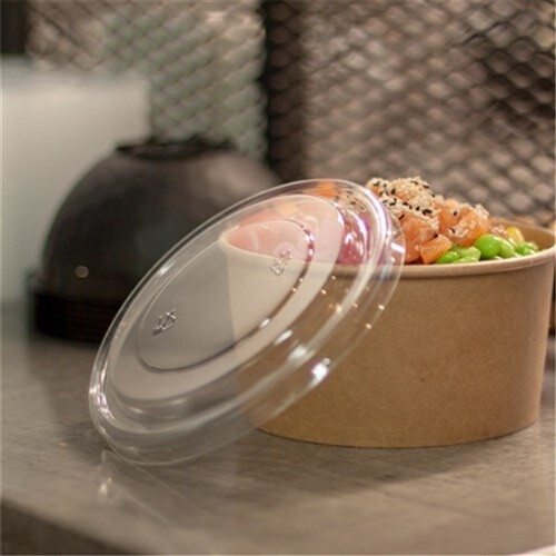 Container Round Heavyboard Kraft (Salad) Lid Clear/Cold | E