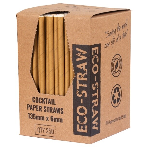 Straw Paper Cocktail 3ply Kraft Brown | B