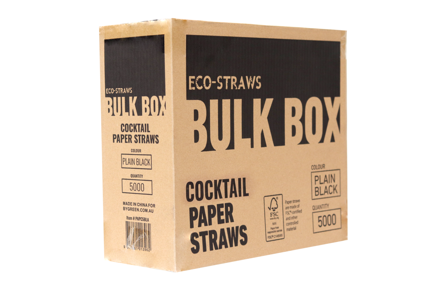 Straw Paper 3ply Cocktail Black | B / Carton (5,000)