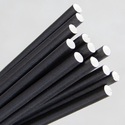 Straw Paper Cocktail 3ply Black | B / Carton (5,000)