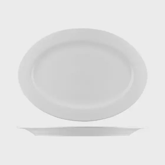 Crockery Plate Oval Wide Rim 210x285mm White | T / Carton (24)