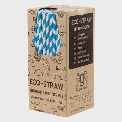 Straw Paper Regular 3ply Blue White Stripe | B