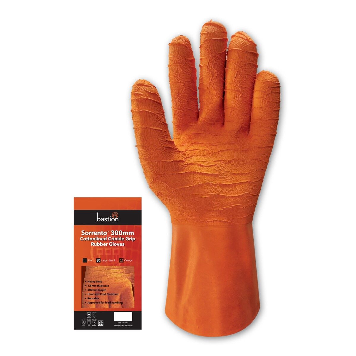Glove Sorrento Cottonlined Rubber Orange | B
