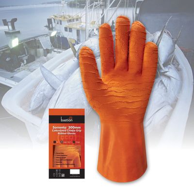 Glove Sorrento Cottonlined Rubber Orange | B