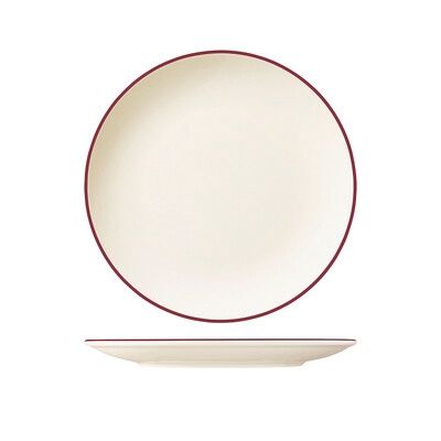 Crockery Modest Maroon Round Coupe Plate (270mm) | T / Carton (12)
