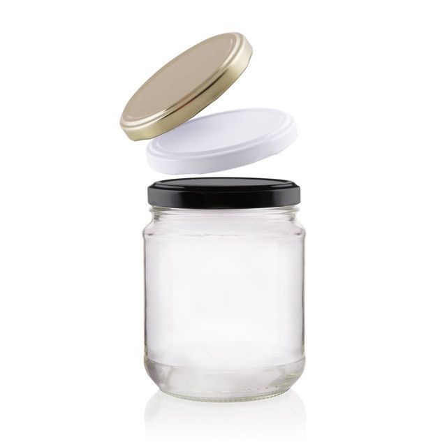 Glass Jar 500ml Wide Mouth 82mm with Black Lid | P / Carton (12)