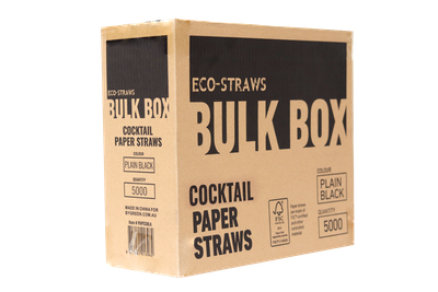 Straw Paper Cocktail 3ply Black | B / Carton (5,000)