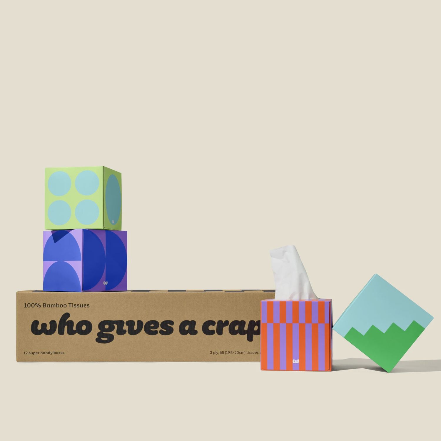 Who Gives a Crap Tissues (65 Sheets) | W, Size: Carton (12 Boxes)