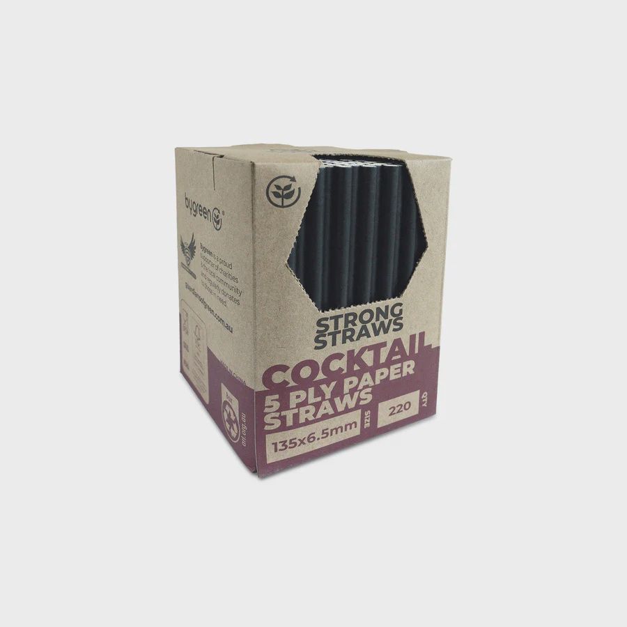 Straw Paper Cocktail 5ply (Strong) Black | B, Size: Carton (2,200)