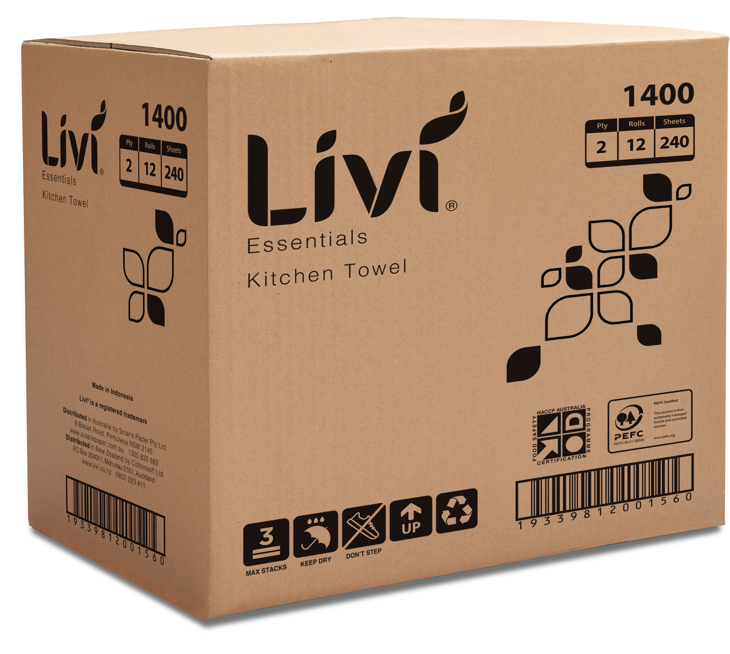 Kitchen Towel Roll 2 Ply Perforated | E, Size: Carton (12)