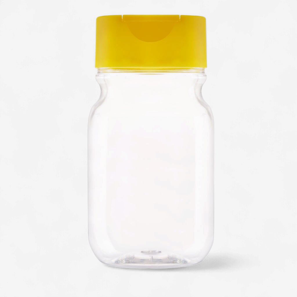 Bottle Plastic Honey 350ml with Yellow Snap On Lid | P