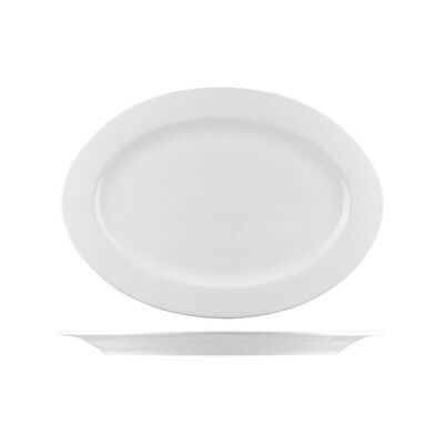 Crockery Plate Oval Wide Rim White (310x220mm) | T / Carton (18)