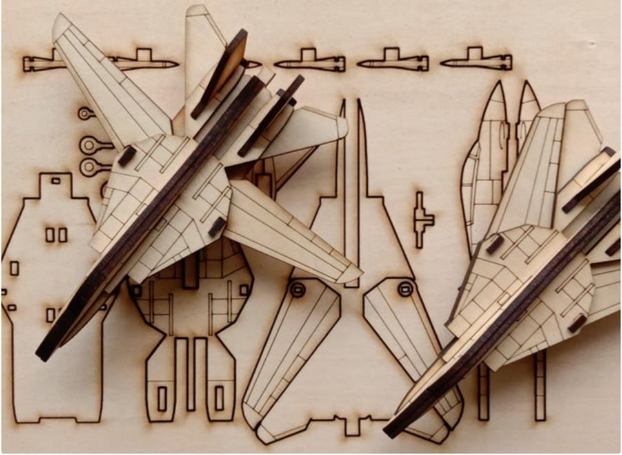 F14 Tomcat Laser Wood Model