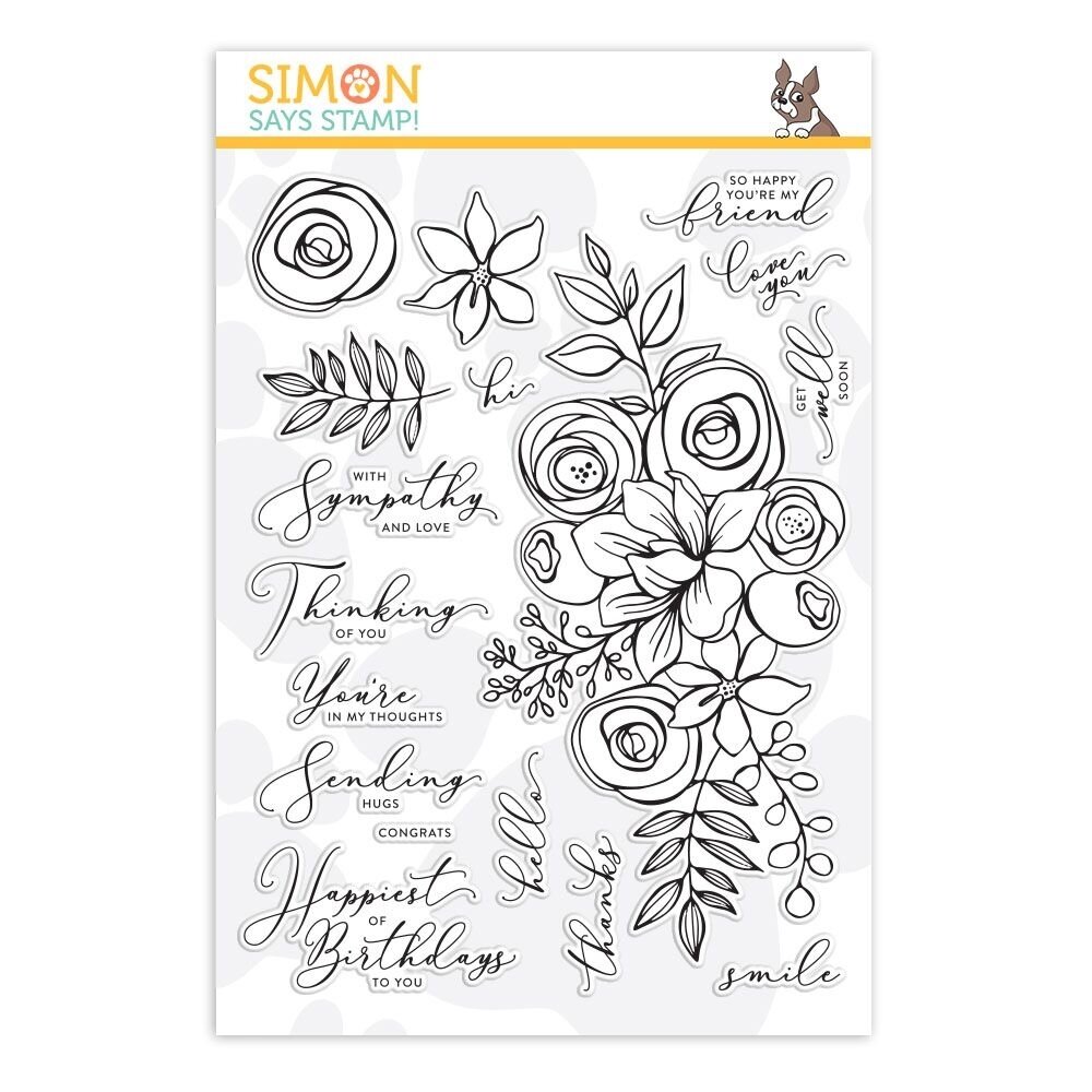Simon Says Stamp SKETCHED FLOWERS Clear Stamp Set