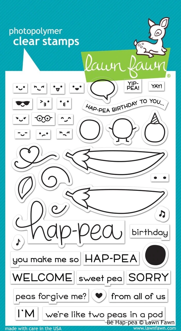Lawn Fawn BE HAP-PEA Clear Stamp Set