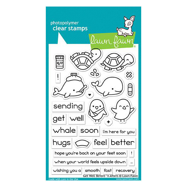 Lawn Fawn GET WELL BEFORE 'N AFTERS Clear Stamp Set