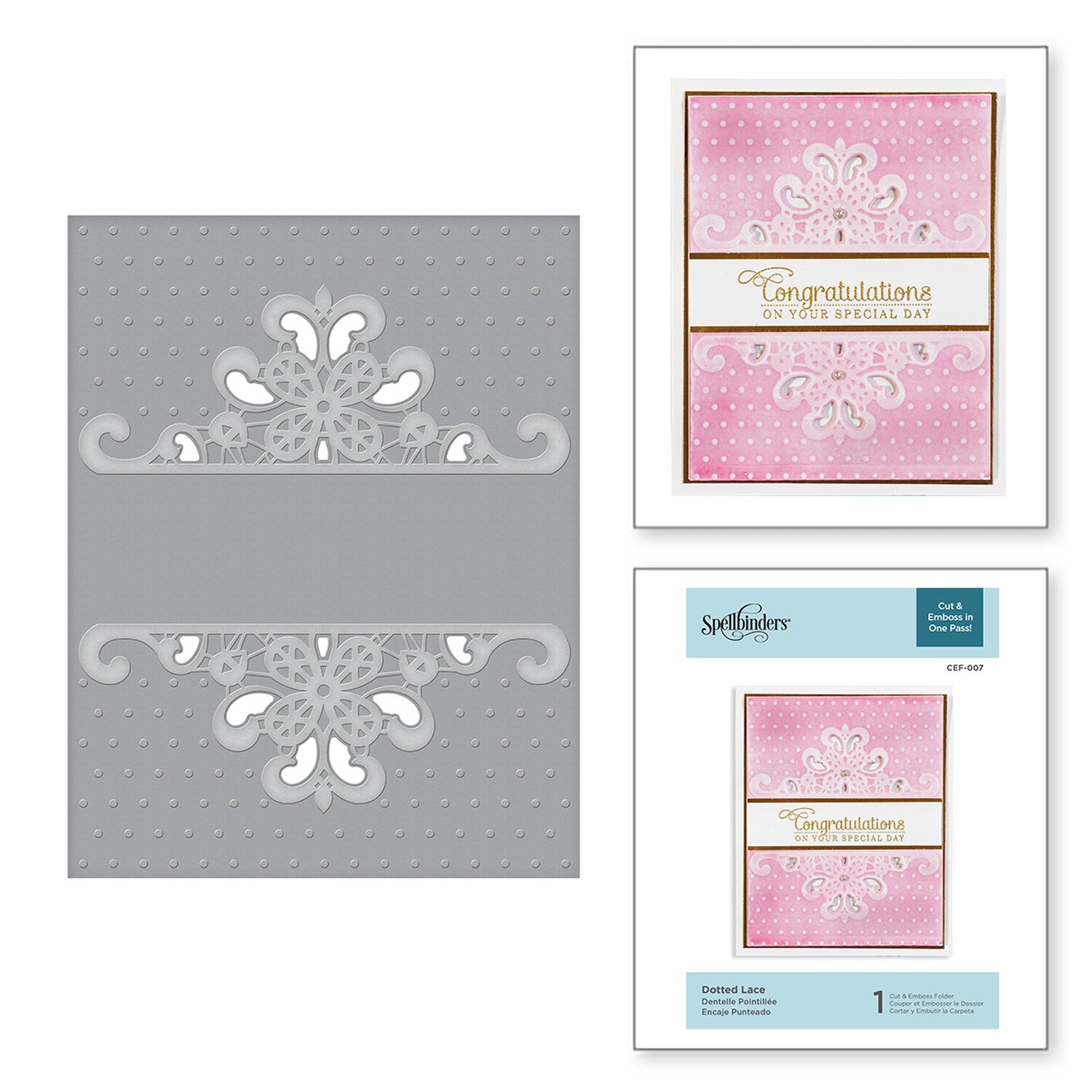 Spellbinders DOTTED LACE Cut and Emboss Embossing Folder