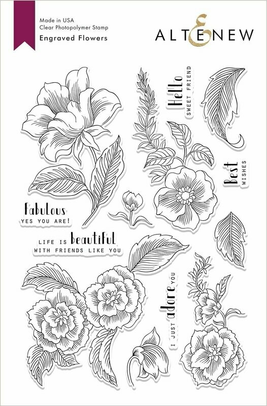 Altenew ENGRAVED FLOWERS Clear Stamp Set