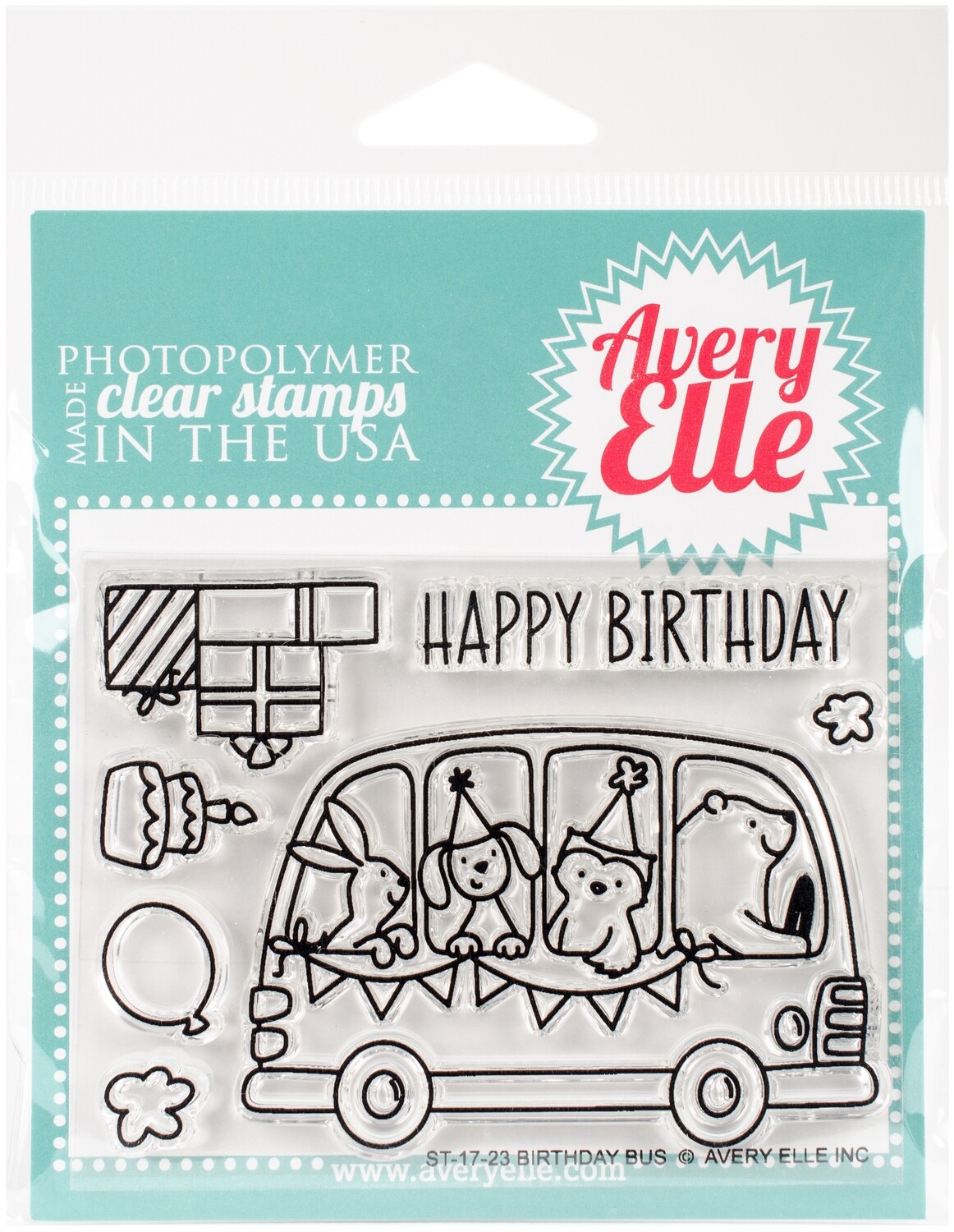 Avery Elle BIRTHDAY BUS Clear Stamp Set
