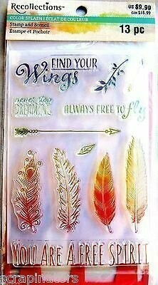 Recollections FIND YOUR WINGS FEATHERS Color Splash Stamp and Stencil