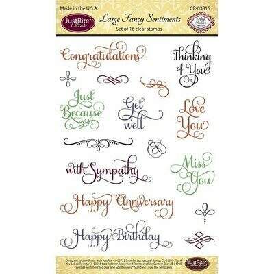 Justrite LARGE FANCY SENTIMENTS Clear Stamp Set