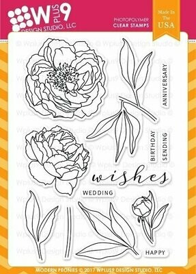Wplus9 MODERN PEONIES Clear Stamp Set