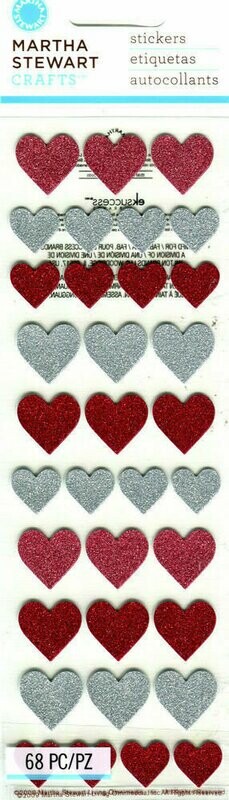 Martha Stewart GLITTER HEART Craft Stickers