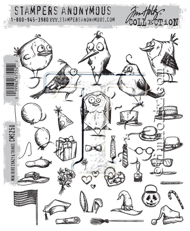 Tim Holtz MINI BIRD CRAZY AND THINGS Cling Rubber Stamp