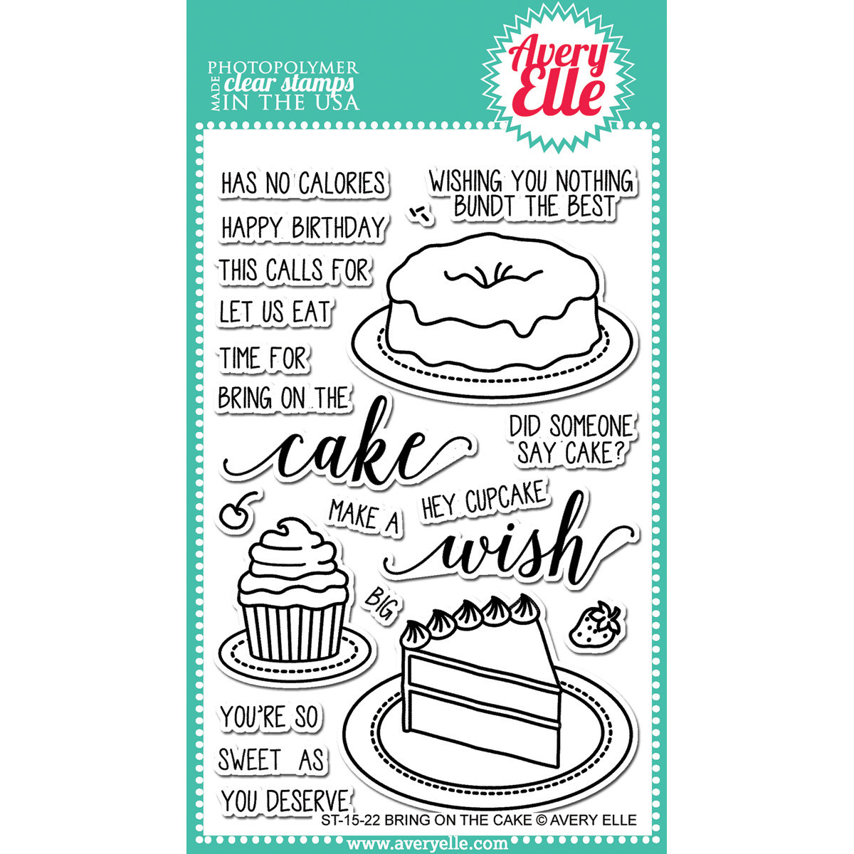 Avery Elle BRING ON THE CAKE Clear Stamp Set