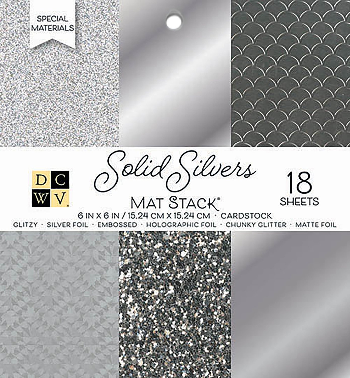DCWV SOLID SILVERS Cardstock 6x6 Paper Stack