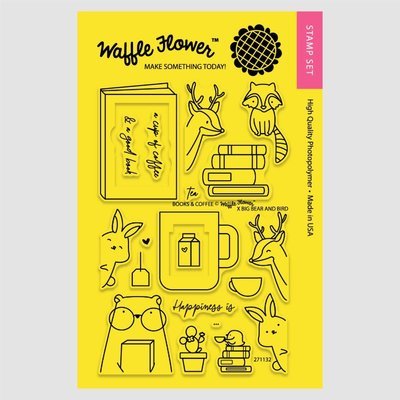 Waffle Flower BOOKS &amp; COFFEE Clear Stamp Set